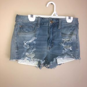 American Eagle Distressed Hi Rise Shortie Shorts
